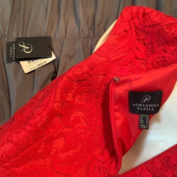 Designer Adrianna Papell Red Lace Dress Women’s 8 NEW NWT special occasion - Picture 10 of 12